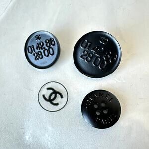 Authentic Chanel Black Buttons and Fabric Sample CC Logo Vintage Collectible
